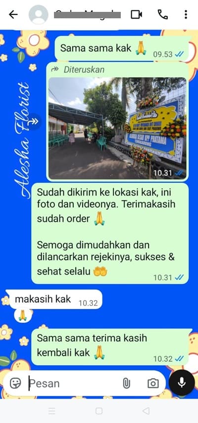 Testimoni jual bunga papan jogja