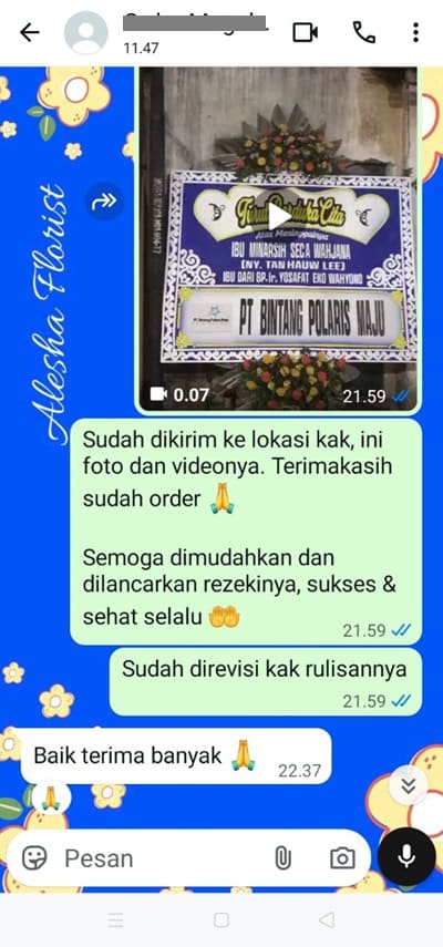 Testimoni toko bunga daerah jogja