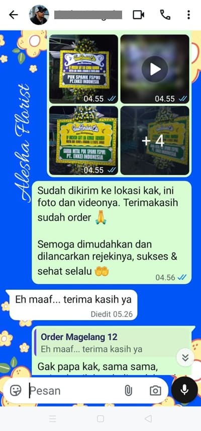 Testimoni toko bunga jogja murah 24 jam