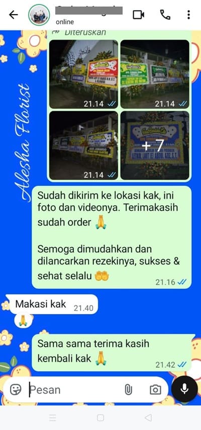 Testimoni toko bunga papan jogja