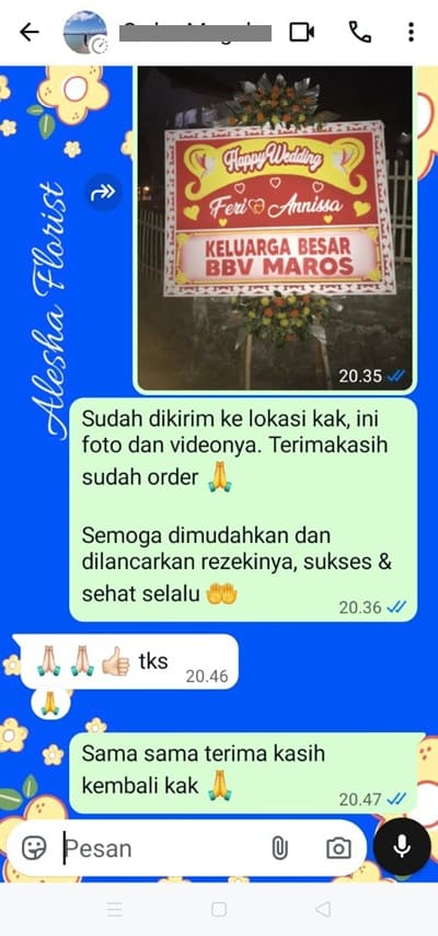 Testimoni toko bunga papan selamat dan sukses jogja