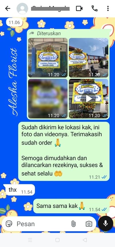 Testimoni toko bunga papan wisuda jogja