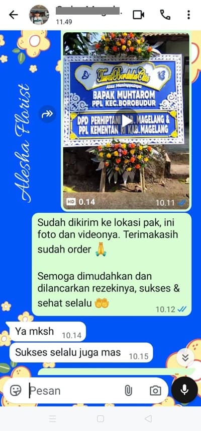 Testimoni toko jual karangan bunga jogja